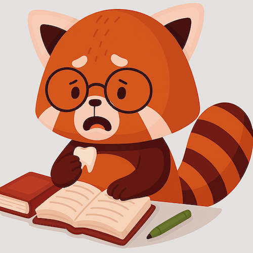 Red Dental Panda studying